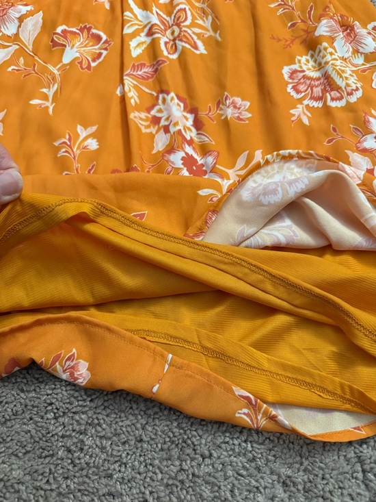 Collective Concepts Floral Midi Dress Women size Medium Orange Cutout Ring Dress - Picture 11 of 12